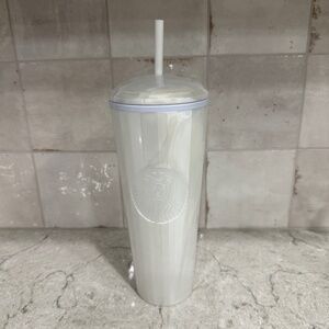 NEW Starbucks White Pearl Domed Tumbler Venti 24oz Cold Cup Kaleidoscope 2022